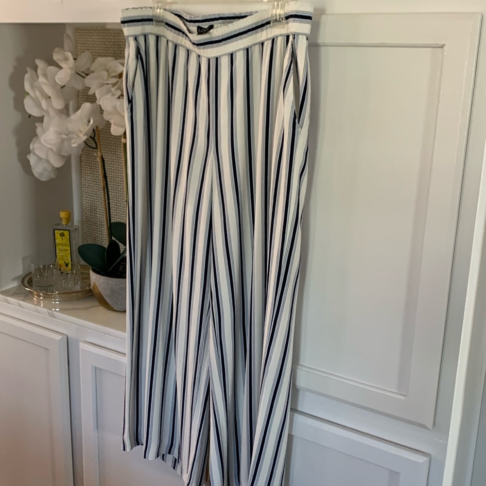 Loft blue/white striped pant large